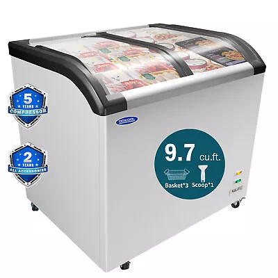 40'' Curved Glass Top Display Chest Freezer Commercial Ice Cream Sliding Doors • $899.99