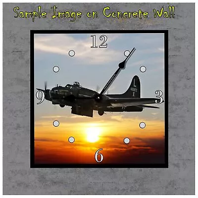 B17 WWII Bomber Airplane Wall Clock - Square Shape Quartz Wall Clock - Battery O • $49.95