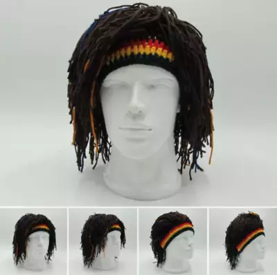 Men Jamaica Rasta Wig Beanie Hat Handmade Cap Reggae Hats Dreadlocks Beret New • $20.43