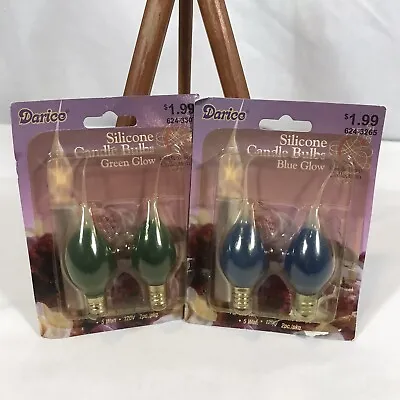 $19.95 • Buy Silicone Replacement 4 Bulbs Electric Candle Lamps Blue Green Darice Christmas