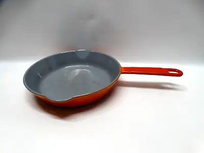 Vintage Descoware Enamel Cast Iron Orange Handled Skillet 8” Belgium 100-A • $24.50