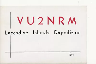 1961  VU2NRM  Laccadive Islands   QSL Radio Card • $6