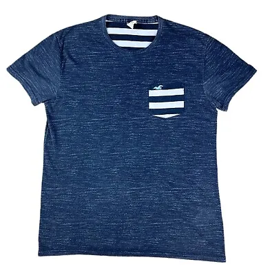 £10.99 • Buy Hollister Navy T-Shirt Striped Pocket In Small 38  Chest Mod Casuals Beach
