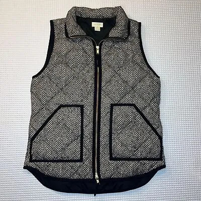 J. Crew Black And White Herringbone Puffer Vest • $40
