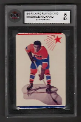 1948 MAURICE RICHARD Playing Card Montreal Canadiens -  9 Of Spades - KSA 5 • $923.70