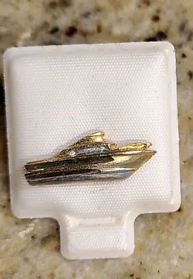 Vintage Gold Silver Tone Cruise Ship Yacht Boat Tie Lapel Brooch Pin. Nautical • $4.99