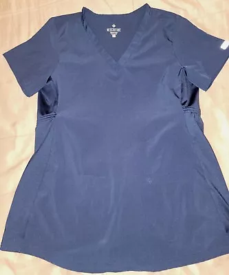Med Couture Womens Maternity Stretch V-Neck Solid Scrub Top Navy Blue Xs 8459 • $15.99