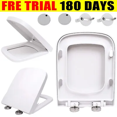 Toilet Seat Soft Close Luxury D Shape White Bathroom Heavy Duty Seats Anti Slam • £12.60