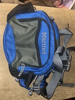 Marmot Pack Blue Black Oudoors Hiking Waist Fanny Zip Pockets Nice • $34.98