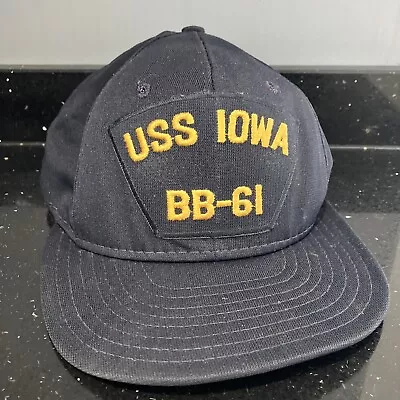 Vintage USS IOWA BB-61 Baseball Cap Hat Made AJD Navy Sea Adjustable Rare • £11.79