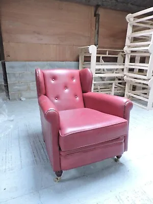   Buffalo   Banbury Armchair In Full Aniline Red Leather Last One Was £1099 • £299