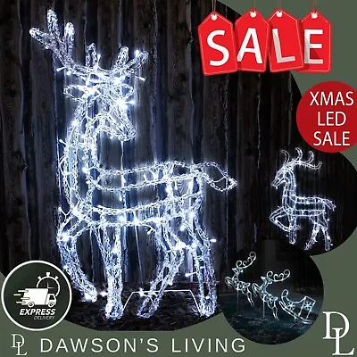 £49.99 • Buy Christmas LED Decoration Lights Standing Reindeer Or Santa Sleigh Outdoor 90cm