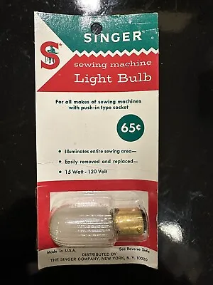 Vintage Singer Sewing Machine Light Bulb Style L 15w 120v Push In Socket NOS! • $9.95