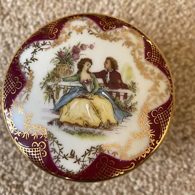 Limoges Meissner Trinket Box B127 Burgundy • £5