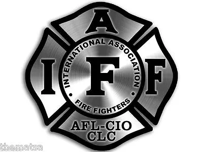 Iaff Afl-cio Clc Fire Maltese Helmet 4  Car Sticker Decal Made In Usa • $19.99