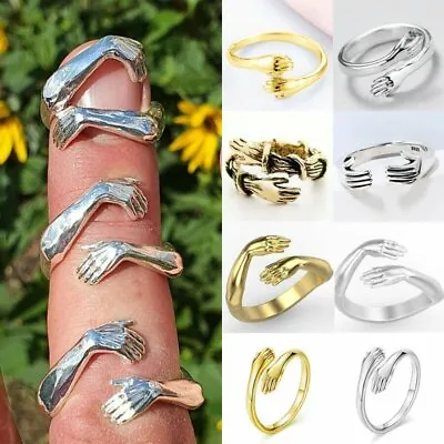 2022 Fashion Love Hug Rings Open Finger Adjustable Women Men Couple Jewelry Gift • $0.99