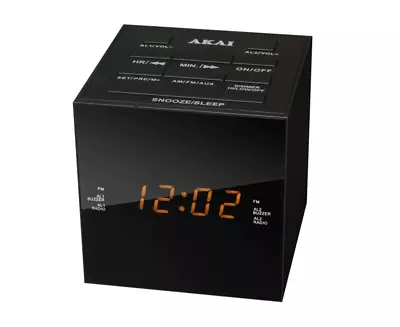 Akai Cube Alarm Clock Radio AM/FM LED Dimmer Speakers USB Charging Port Black • $47.69