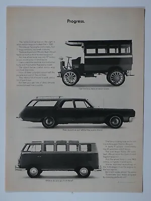 1965 Volkswagen Bus Vintage Progress Wagon Evolution Original Print Ad 8.5 X 11  • $7.95