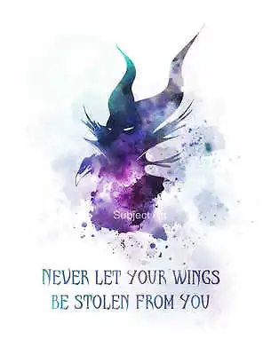 ART PRINT Maleficent Quote Illustration Sleeping Beauty Wall Art Disney Gift • $7.45