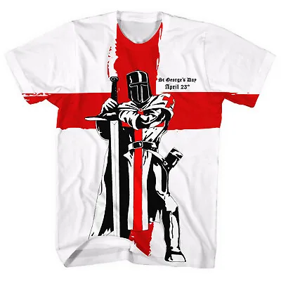 £15.99 • Buy St Georges Day Knight England Flag All Over T-SHIRT April Men White Party L42