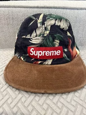 Supreme Camp Cap SS12 Floral 5 Panel Hat Navy Used Great Condition • $220