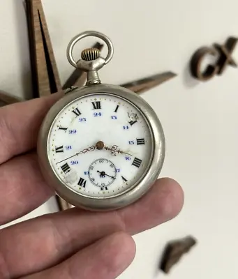Vintage Pocket Watch HORLOGERIE SOIGNEE Mechanical Watch ARGENTAN Works • $55