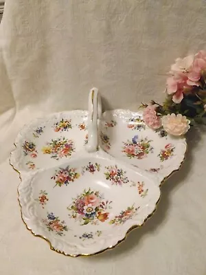 Beautiful Hammersley Three Section Dish With Handle F Howard Flowers Decoration • £18.99