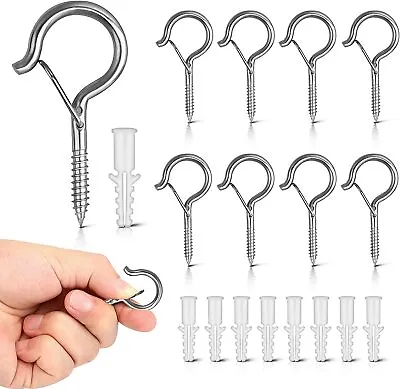 8PCS Screw-in Hooks Q-Hanger Hooks Screw Hooks For Outdoor String Lights Saf • £7.68