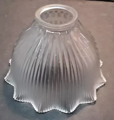 Vintage  Frosted And Ruffled  Holophane Light Lamp Shade 2 1/4  Fitter • $19.99
