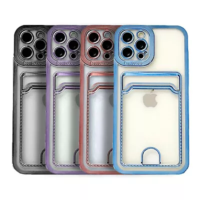 Plating Card Slot Back Case For IPhone 15 14 13 12 11 Pro Max X XS XR 8 7 6 Plus • $8.99