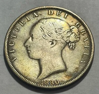 GREAT BRITAIN - Queen Victoria - Silver Half Crown 1880 - Km-756 - Toned VF+ • $125