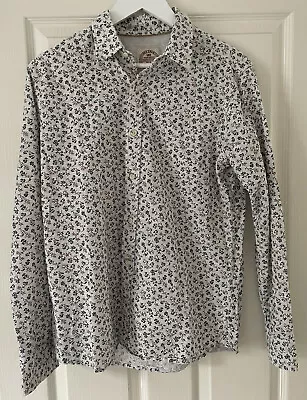 FAT FACE Floral Shirt Size Small White Long Sleeve Mens Regular Fit • £11.99