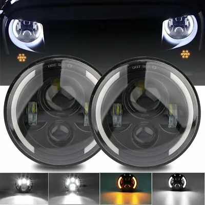 $44.89 • Buy DOT Pair 7 Inch LED Headlights Halo Angle Eye For Jeep Wrangler JK TJ CJ LJ 