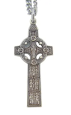 Sterling Silver Irish Celtic Cross With The Way Of Sorrows Detail 1 1/4 Inch • $47.09