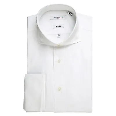 Isaac Mizrahi Men's Slim Fit Spread Collar French Cuff Cotton Solid Dress Shirt • $29.97