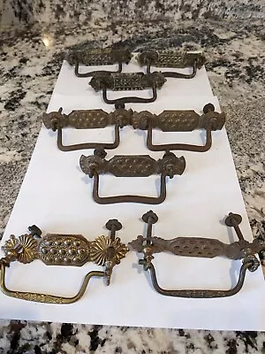 Antique Victorian Eastlake Brass Bail Pulls Two Sets Of 3 And One Set Of 2 • $24