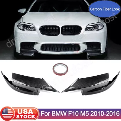 Carbon Fiber Style Front Bumper Corner Splitter Lip For BMW F10 M5 Only 10-2016 • $55.09