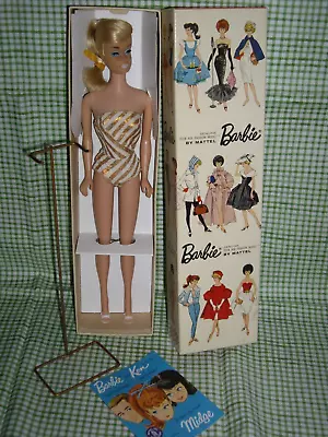 Vintage Platinum Blonde European Swirl Ponytail Barbie With Original BOX & STAND • $749.99