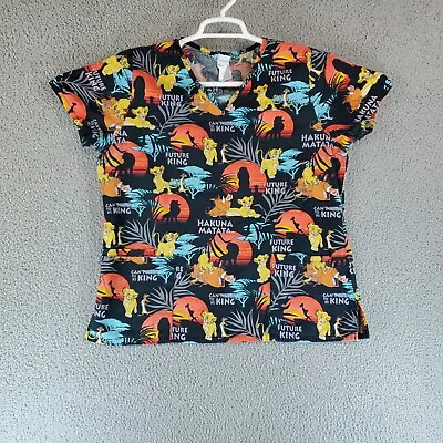 Vintage Disney Womens Medium The Lion King Short Sleeve Scrub Top Shirt • $14.88