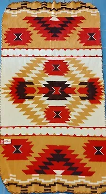 Vintage St Labre Indian School Blanket Southwest Red Throw Fleece Blanket 44x30 • $10.99