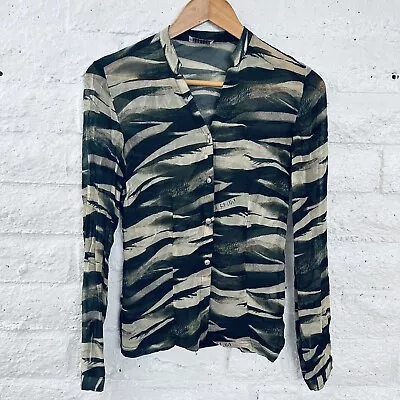 Versace Long Sleeve Button Down Multi Print Women Size 2 • $85