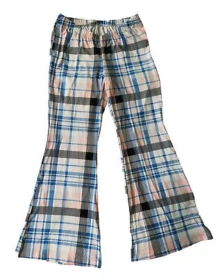 Womens Size 18-20 UK Multicolour Plaid Retro Flared Trousers New XL Hippie 70s • £16.95