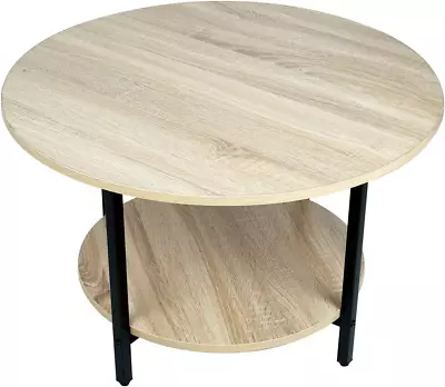 Round Coffee Tables Accent Table Sofa Table Tea Table With Storage 2-Tier For L • $96.93