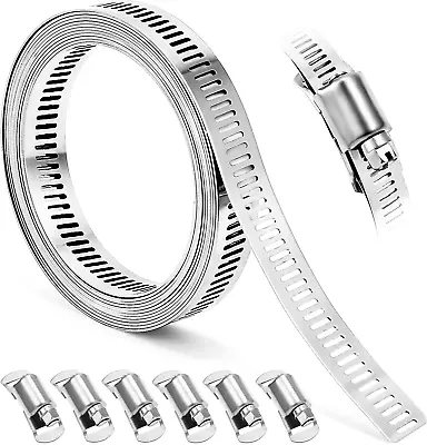 Hose Clamp DIY 8.5 FT Metal Strapping With Holes + 6 Fasteners Easy To Use • $11.29