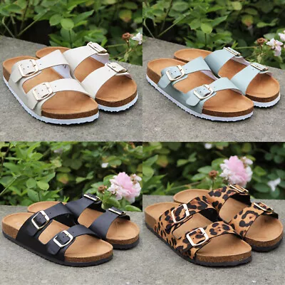 Ladies Comfort Summer Beach Buckle Slip On Flat Wide Mules Sliders Sandals Size • £6.95