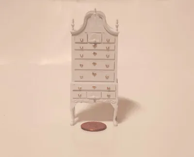 1:24 Dollhouse Miniature Queen Anne Dresser With Glasses & Phone 1/2 Scale White • $42.99