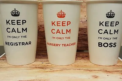 Silicone Lid KEEP CALM (various Occupations Available) Travel Coffee Mug • £10.99