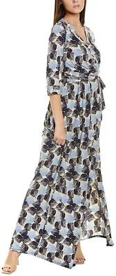 NWT Melissa Masse Maxi Wrap Dress Seashell Printed Luxe Jersey Made In USA • $39.99