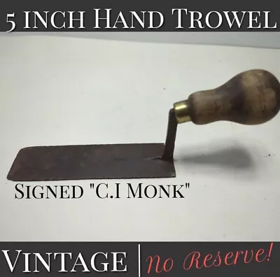 ✨VINTAGE✨ Wooden Handle Masonry Trowel USA Blade 5  X 1-1/2  Stamped  C.I. Monk  • $6.44