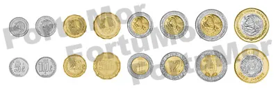 Mexico UNC SET OF 8 COINS 5 10 20 50 Centavos 1 2 5 10 Pesos Bimetal 1999 2013 • $8.95